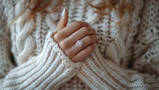 Diamond Ring on a Womans Hand