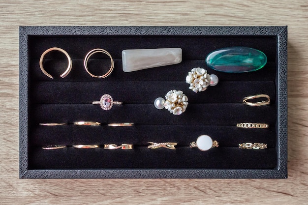 Diamond rings in jewelry box