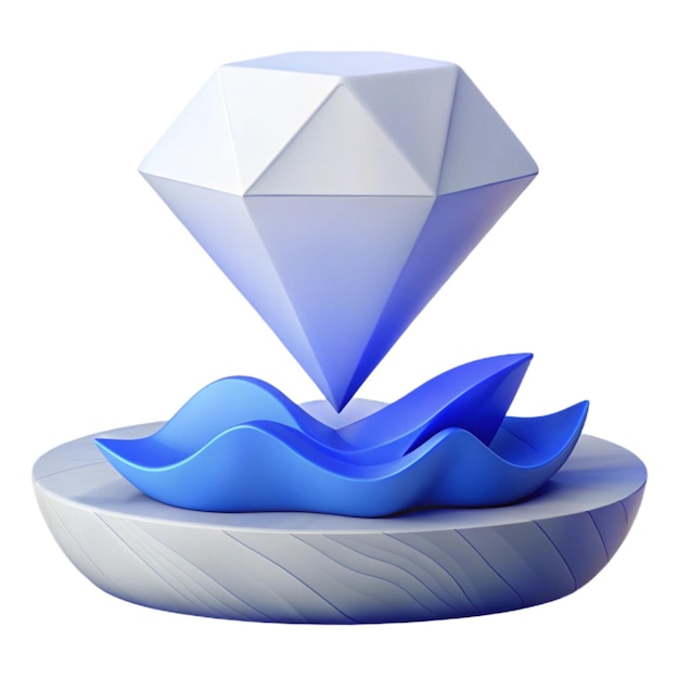 Photo a diamond sculpture with a blue water and a white diamond