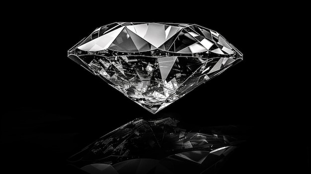 a diamond that is black and white with a reflection