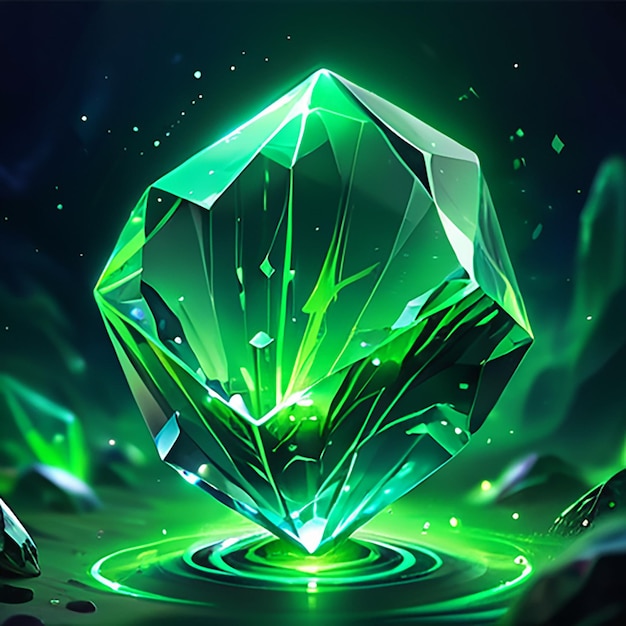 a diamond that is green and has a green diamond on it