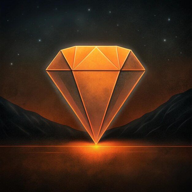 Photo a diamond that is orange and has a dark background