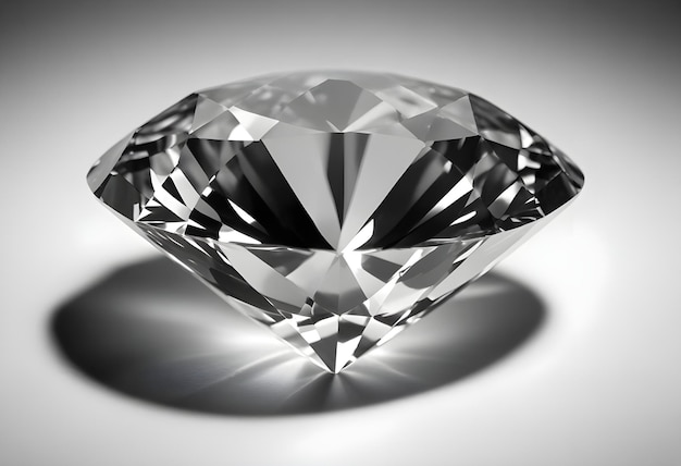 Diamond with shadow on light background