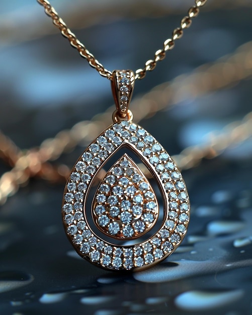 DiamondEncrusted Necklace In Gold A Wallpaper