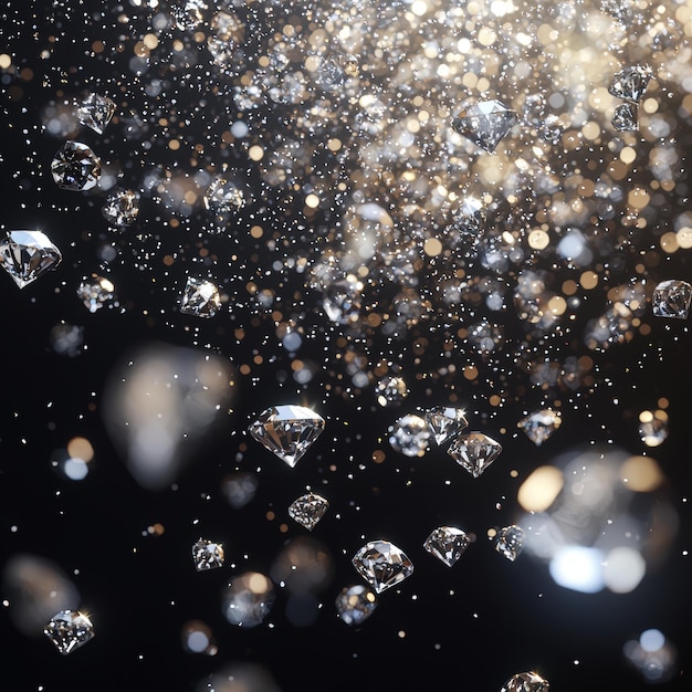 Photo diamonds falling on black