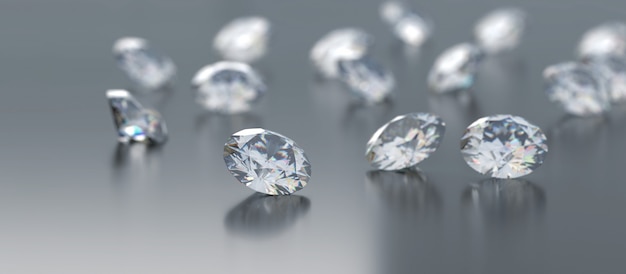 Diamonds group placed on glossy