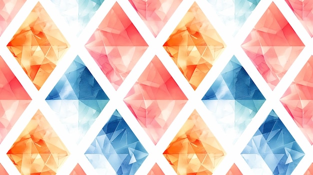 Diamondshaped abstract art pieces in warm and cool hues arranged in a grid pattern