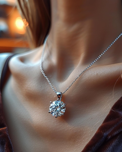 DiamondStudded Pendant In Silver On A Dark Wallpaper