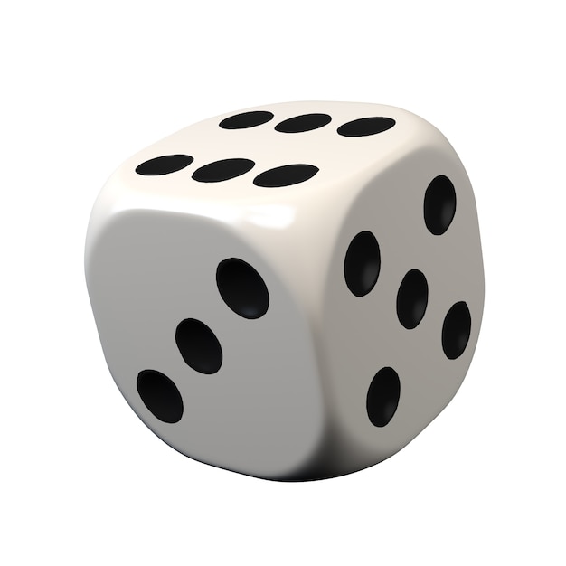 Dice isolated on white background Gambling. 3d illustration.