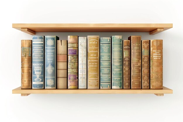 A Dictionaries on bookshelf white isolated background