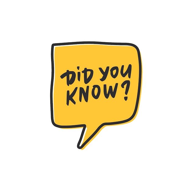 Did you know tag in cartoon yellow speech bubble