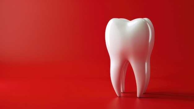 Diente Illustration in 3D with White Background Dental Symbol in Red Isolated Image for Dentist