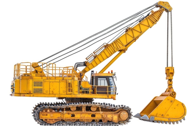 diesel electric yellow crawler crane isolated on white background crane crane