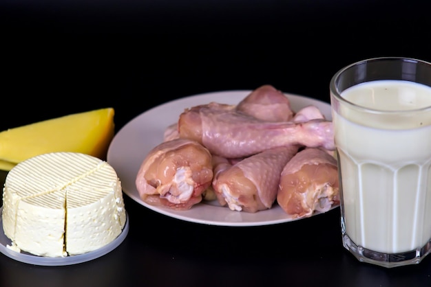 diet food on a white background, top view, flatley