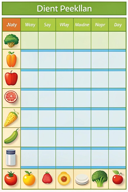 Photo diet plan schedule for healthy eating and lifestyle management