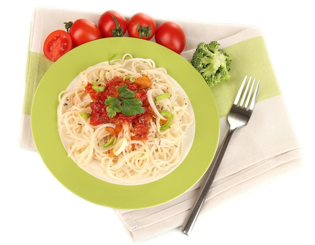 Diet soup with vegetables in pan on wooden table closeup