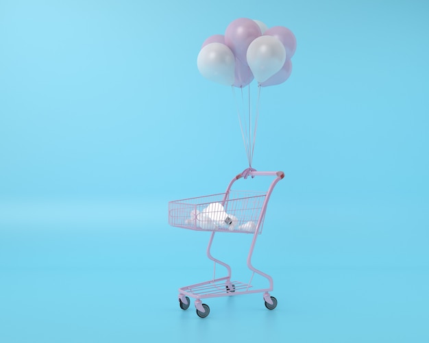 difference Lightbulb in shopping cart with balloon 