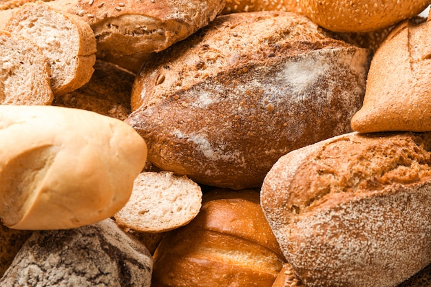 Different bakery products as space, closeup