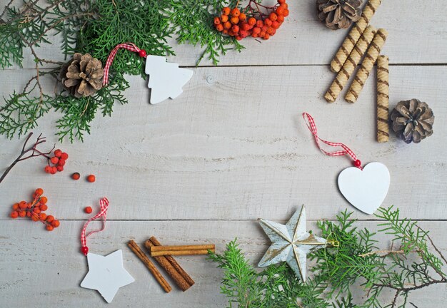 Different Christmas decorations on the whit board