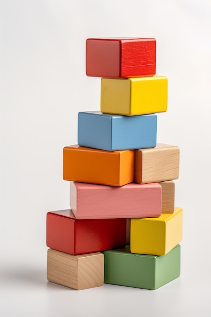 Different colored blocks stacked against each other