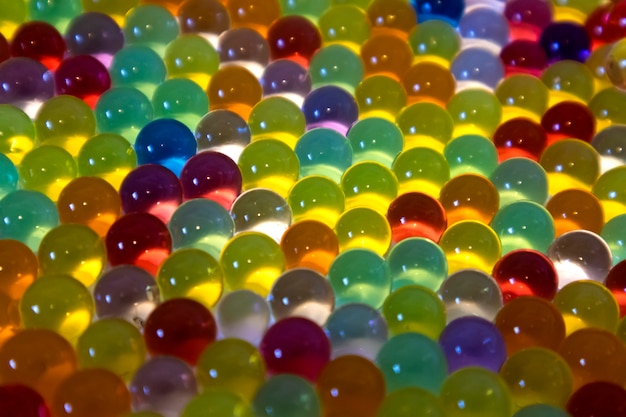 different colored hydrogel balls Set of multicolored orbis ideal for backgrounds or textures