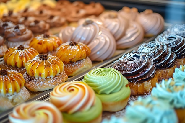 Different Colored Pastries Display