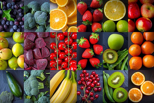 Photo different fruits are shown with various colors of different colors background