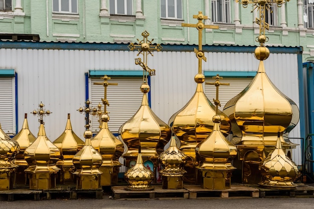 Different golden domes for sale in a Kiev Pechersk Lavra