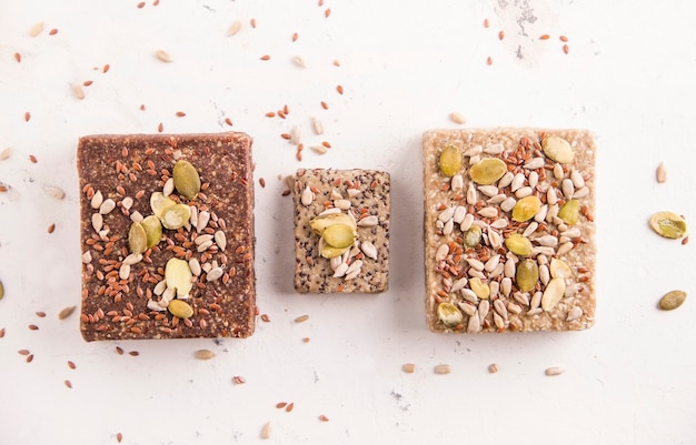 Different halva on a white background. View from above