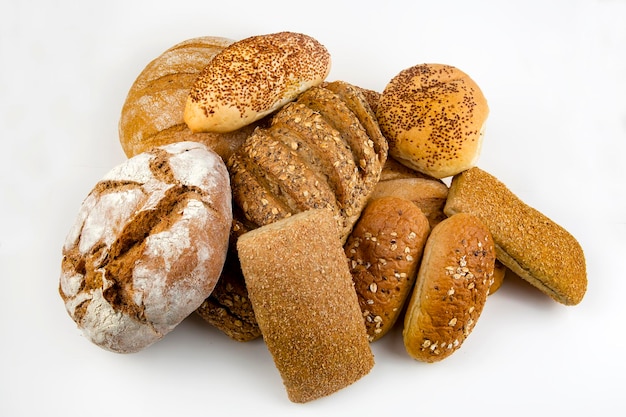 Different kinds of bread and bread rolls. Kitchen or bakery poster design