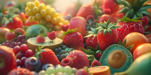 Different Kinds of Fruits Background Ai Generated