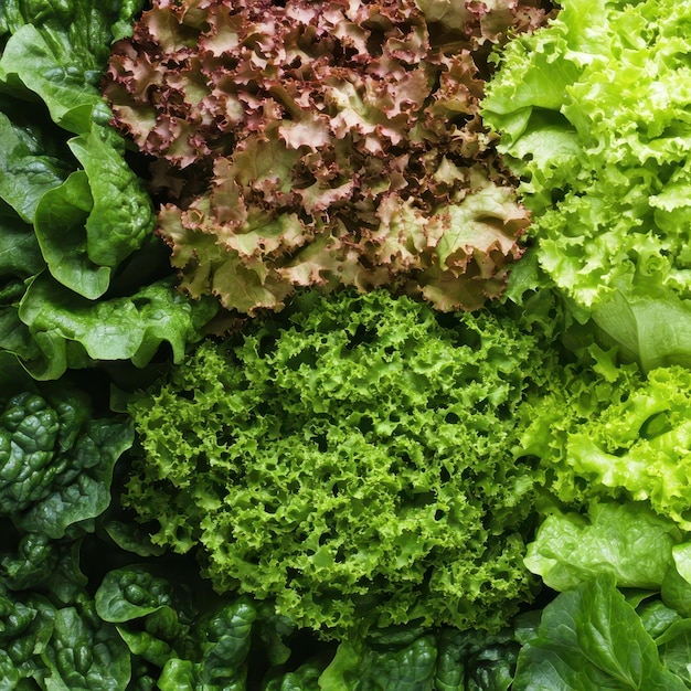 Photo different kinds of lettuce assortment background filling the entire image