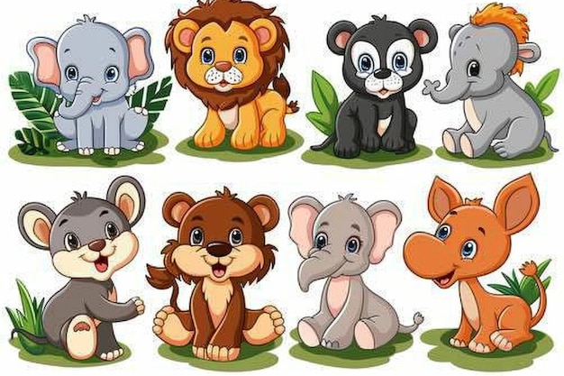 Photo different kinds of wild animals