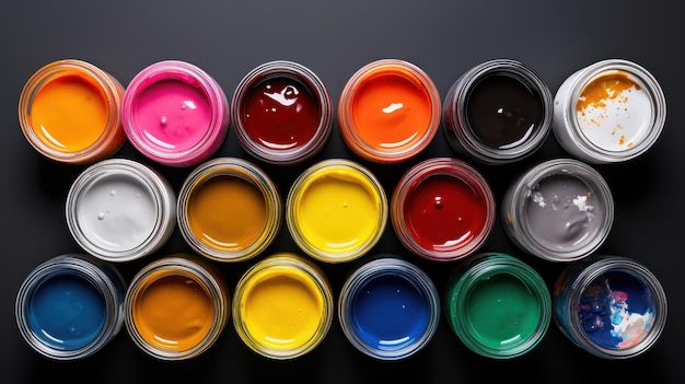 Different Lids of Paints Minimalistic Superb Clean Image AI Generated