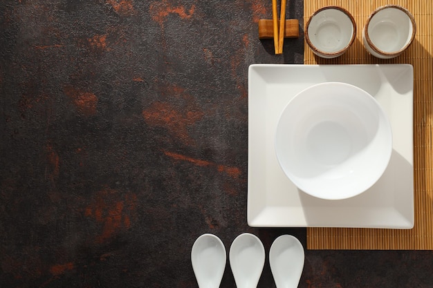 Different serving in world concept Chinese serving or Chinese table setting