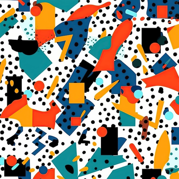 Different shapes and textures Colorful memphis pattern Generative AI