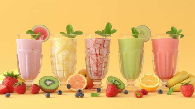 Different smoothie set illustration generated by ai