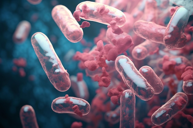 Different types of bacteria and microbes macro generative