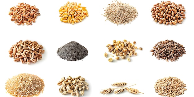 Different Types of Grain A Collection of Wheat Oats and Quinoa Illustration