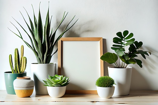 Different types of Home plants Mockup frame