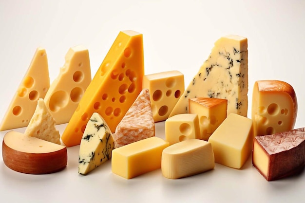 Different types and varieties of cheese with snacks