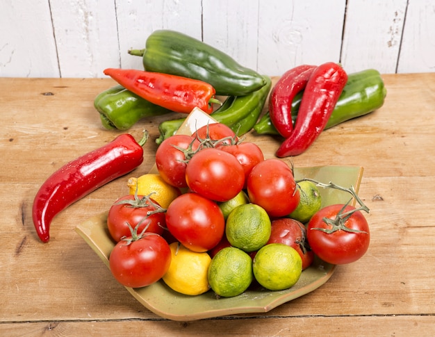 Different vegetables presented in a nice flat