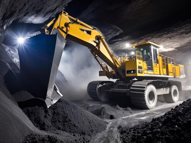 Digger Working In Coal Mine