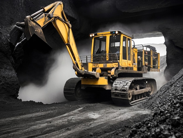 Digger Working In Coal Mine