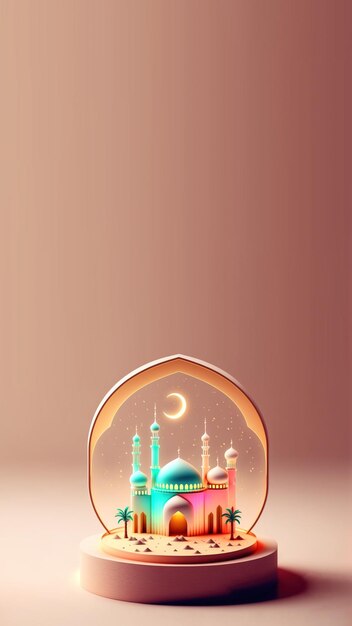 Photo digital 3d illustration of ramadan mubrarak social media post instagram story