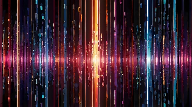 Digital abstract image featuring a vibrant and dynamic array of vertical light beams