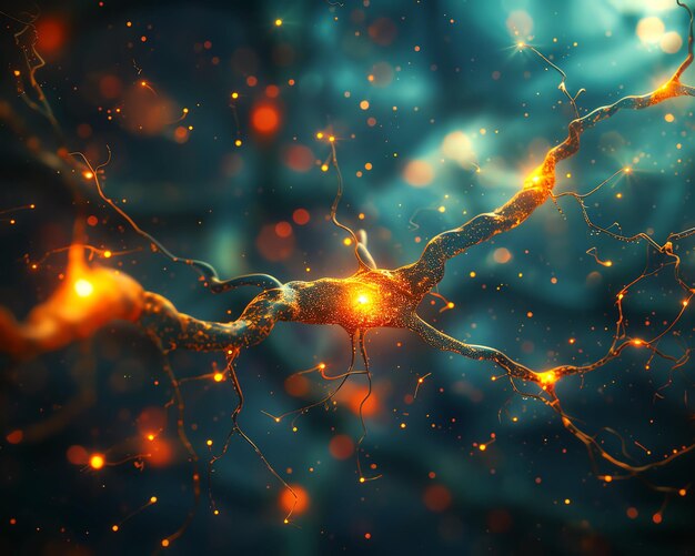 Photo digital abstract portraying a network of neurons