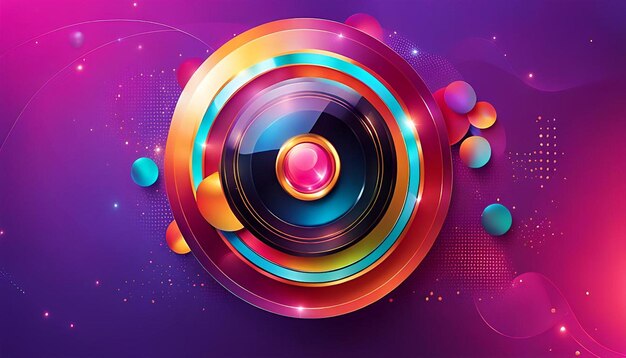 Digital abstract web with colorful bright button