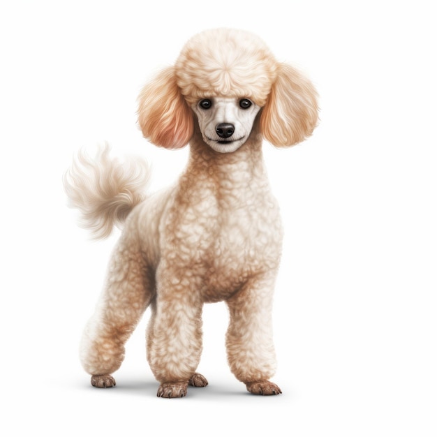 Digital Airbrushed Poodle Illustration On White Background