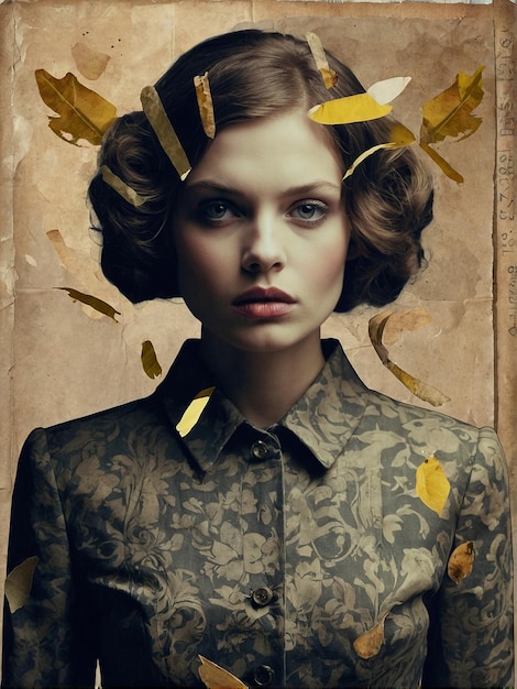 digital argirl with gold leaves t selected for the